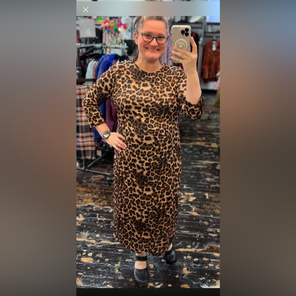Chic Leopard Print Long Sleeve Dress